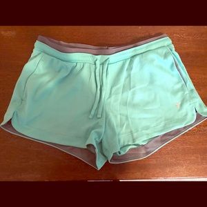Light minty green and gray dry fit shorts